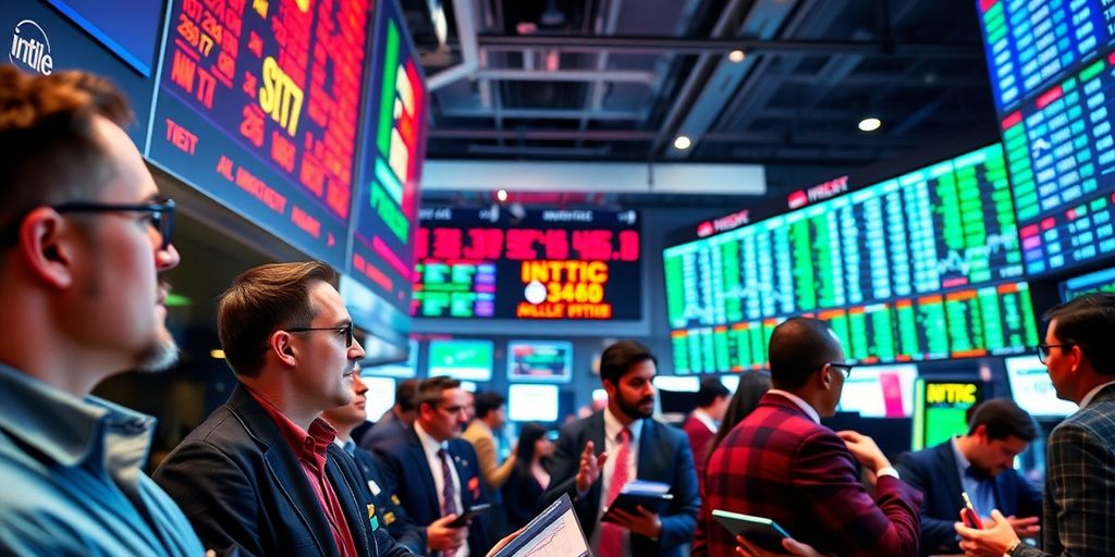 Diverse traders engaging in stock market discussions.